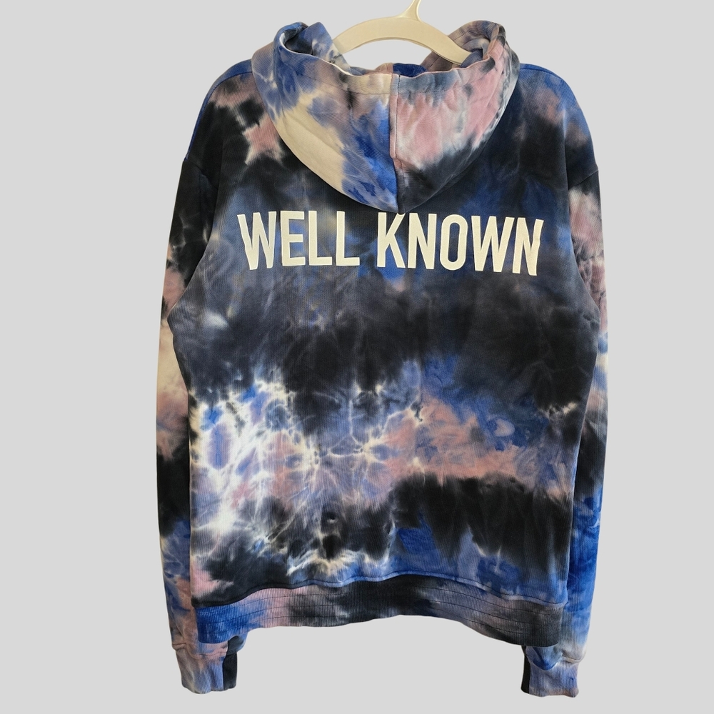 Well Known Studios Houston Hoody Men's Size Large Blue Black Tie Dye Streetwear